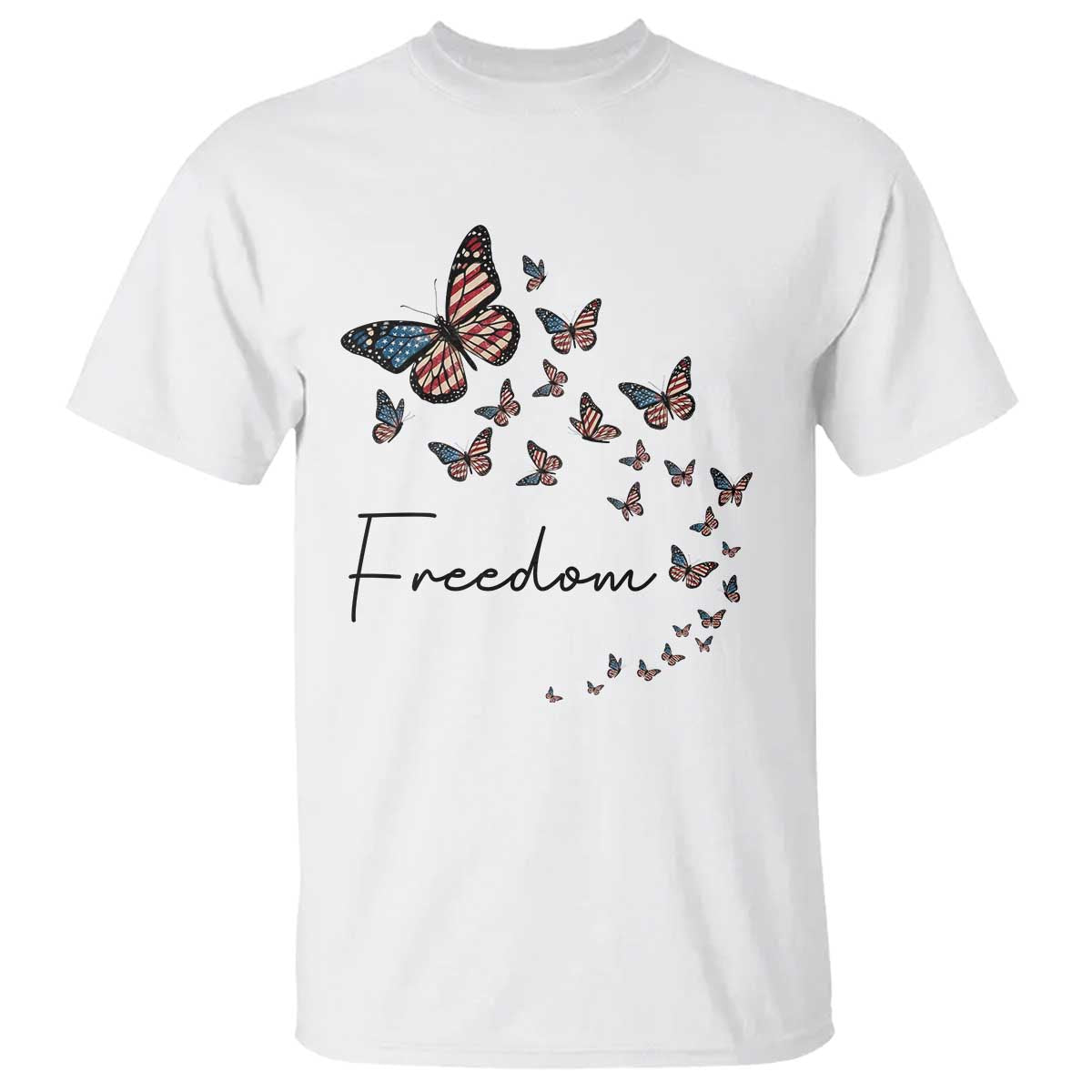 Butterfly Of Freedom American Pride T Shirt TS12 White Print Your Wear