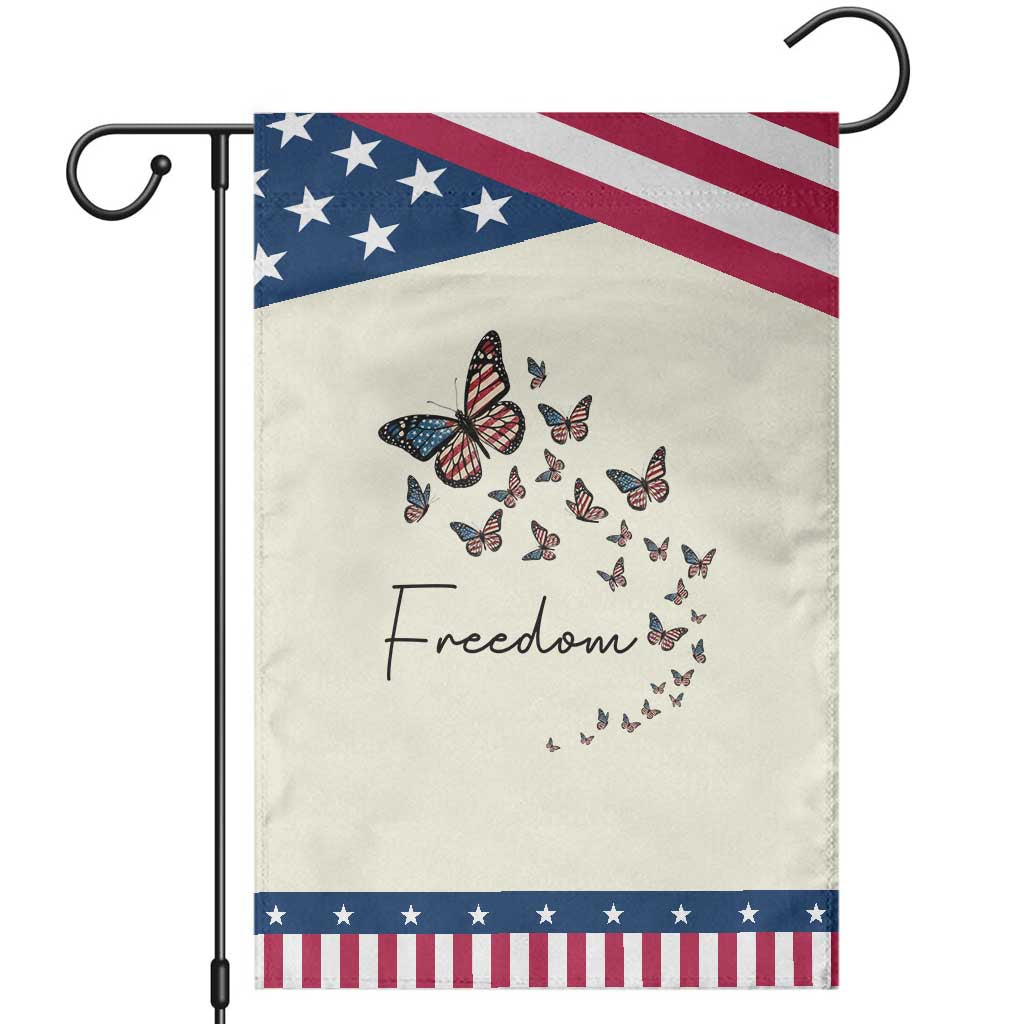 Butterfly Of Freedom American Pride Garden Flag TS12 Modern Beige Blue Print Your Wear