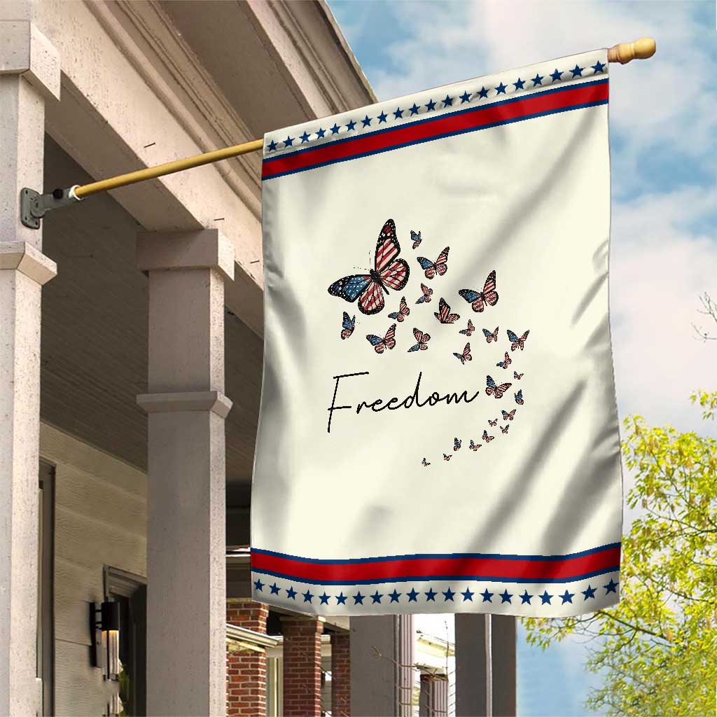 Butterfly Of Freedom American Pride Garden Flag TS12 Modern Beige Red Print Your Wear