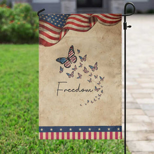 Butterfly Of Freedom American Pride Garden Flag TS12 Vintage Rustic Tan Navy Print Your Wear