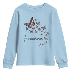 Butterfly Of Freedom American Pride Youth Sweatshirt TS12 Light Blue Print Your Wear