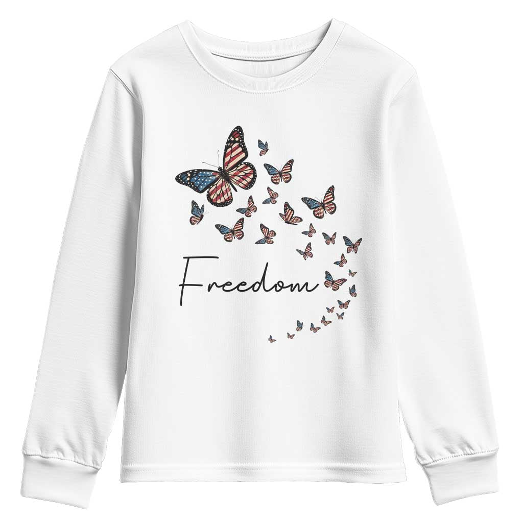 Butterfly Of Freedom American Pride Youth Sweatshirt TS12 White Print Your Wear