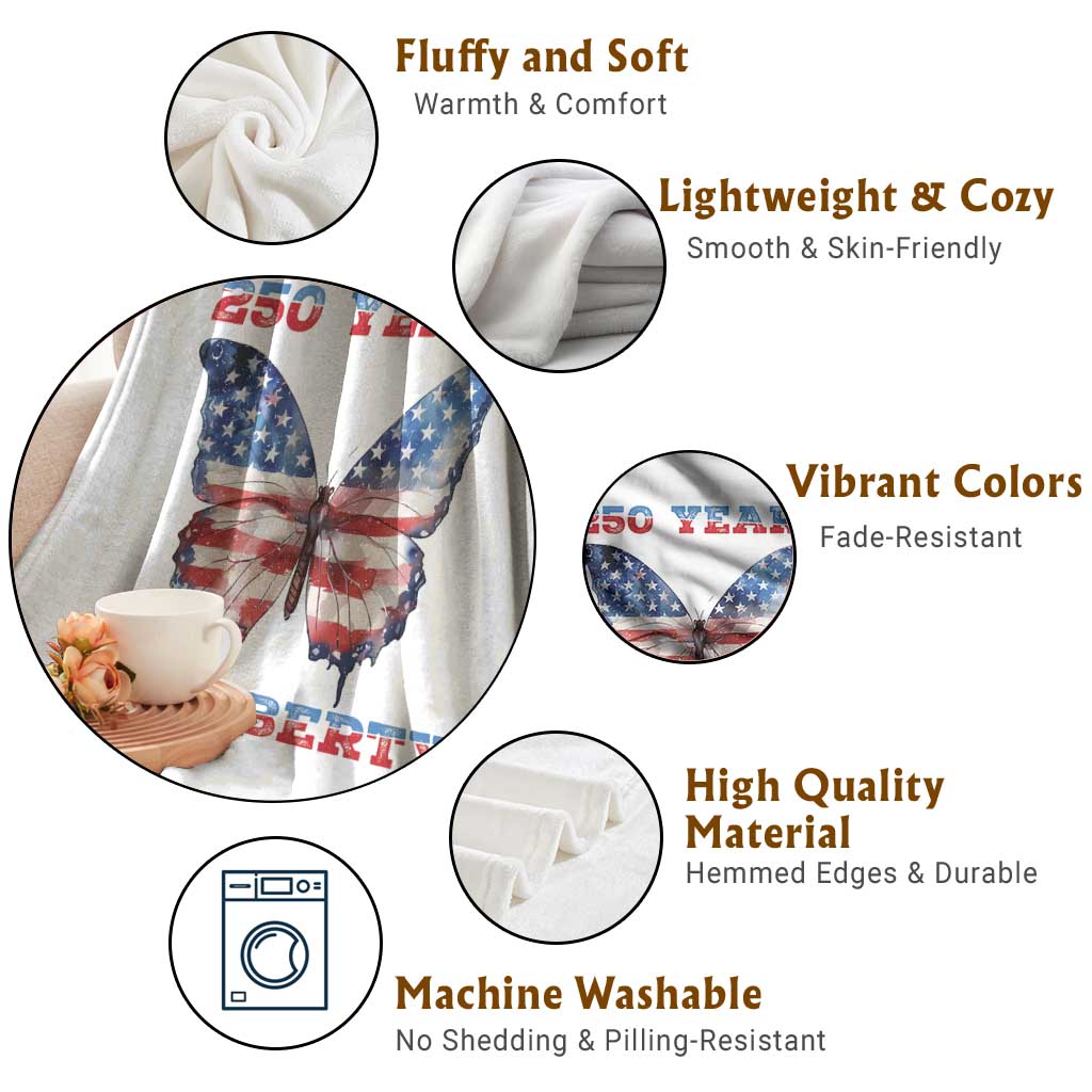 Patriotic Butterfly Throw Blanket 250 Years Of Liberty TS12 Print Your Wear
