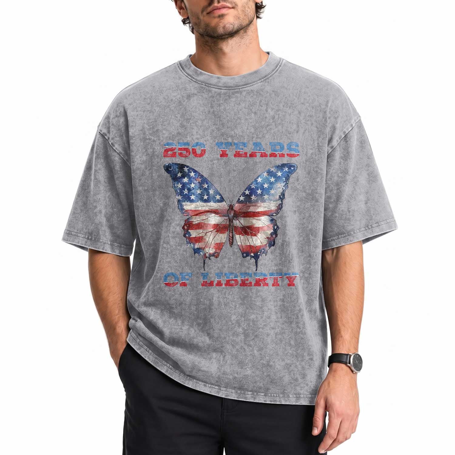 Patriotic Butterfly Washed Cotton T-Shirt 250 Years Of Liberty