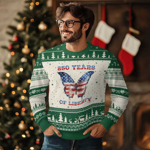 Patriotic Butterfly Ugly Christmas Sweater 250 Years Of Liberty TS12 Beige Green Print Your Wear