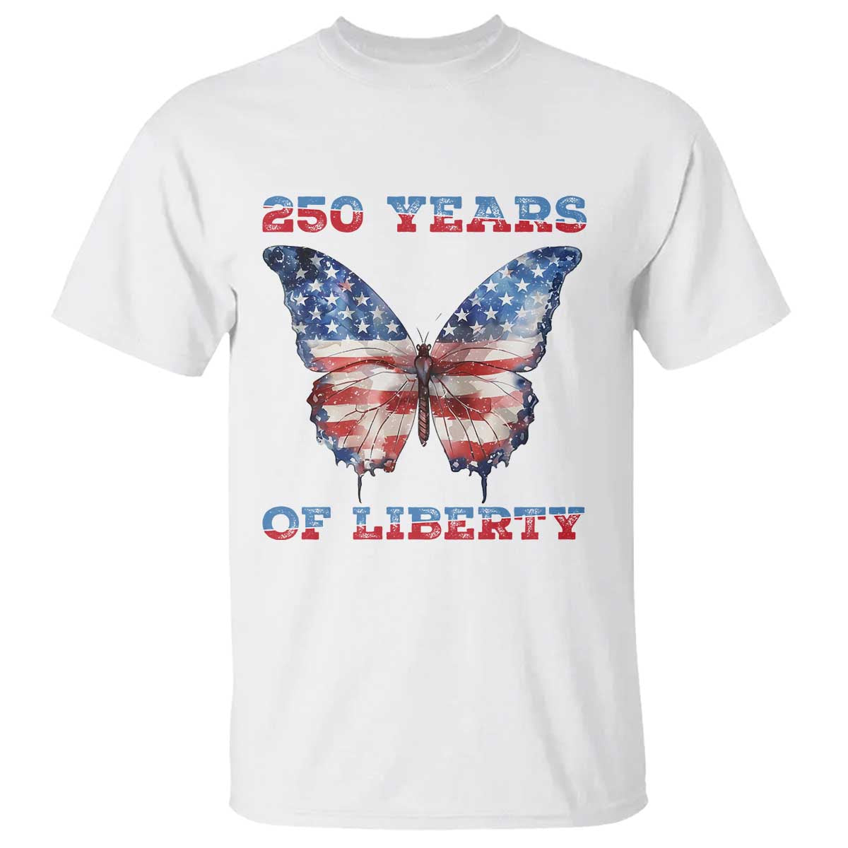 Patriotic Butterfly T Shirt 250 Years Of Liberty TS12 White Print Your Wear