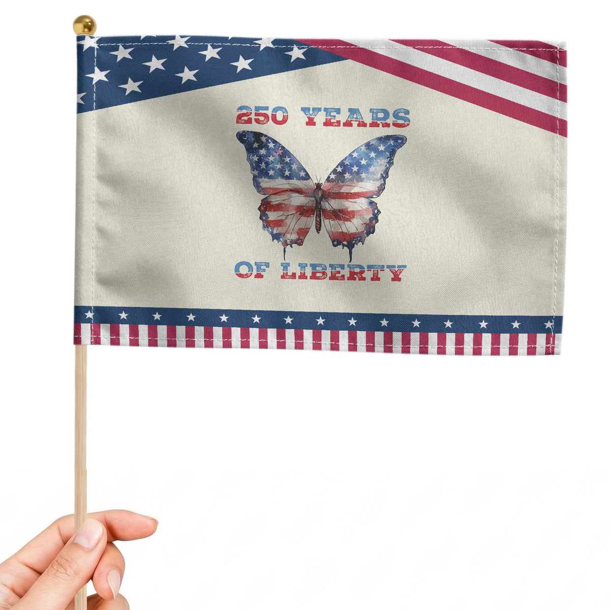 Patriotic Butterfly Patriotic Handheld Flag 250 Years Of Liberty TS12 Modern 8.2