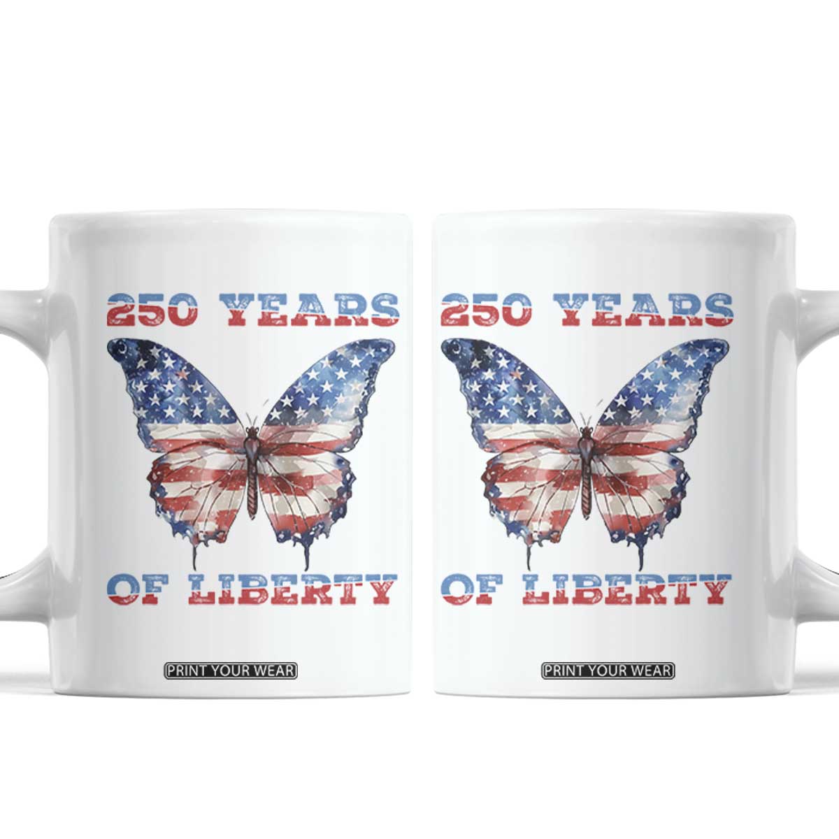 Patriotic Butterfly Coffee Mug 250 Years Of Liberty TS12 White Print Your Wear