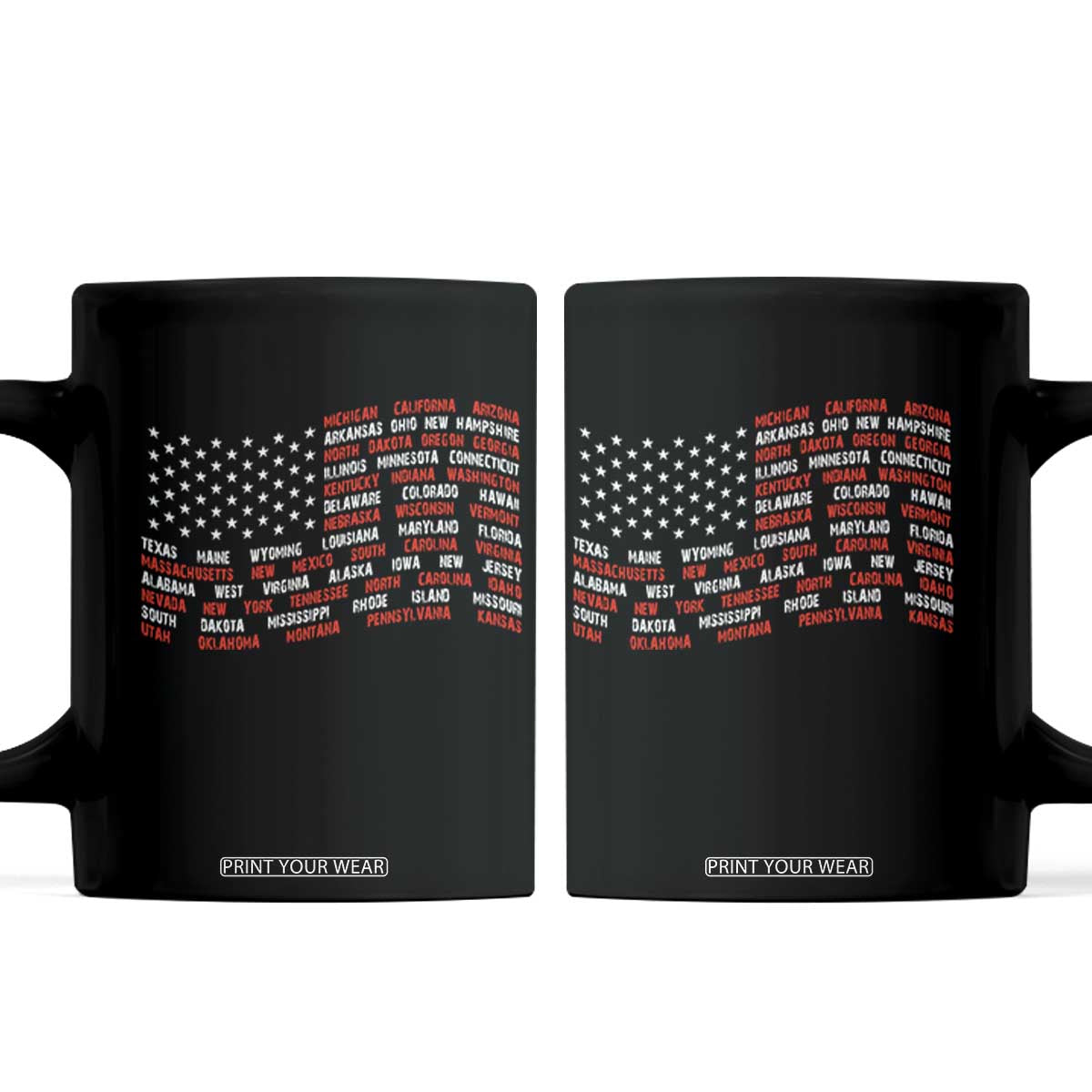 Vintage American Flag 50 States Coffee Mug Patriotic Gift TS12 Black Print Your Wear