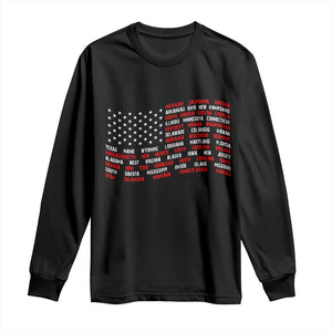 Vintage American Flag 50 States Long Sleeve Shirt Patriotic Gift TS12 Black Print Your Wear