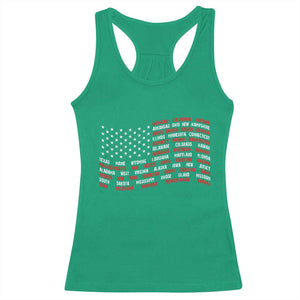 Vintage American Flag 50 States Racerback Tank Top Patriotic Gift TS12 Irish Green Print Your Wear
