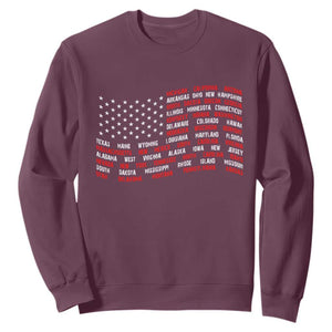 Vintage American Flag 50 States Sweatshirt Patriotic Gift TS12 Maroon Print Your Wear