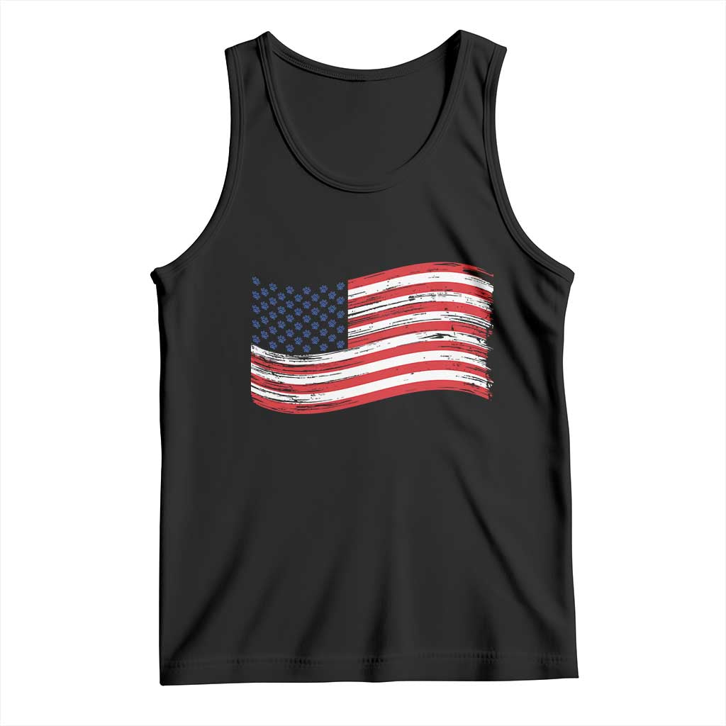Vintage Patriotic American Flag Dog And Cat Paw Tank Top Gift For Pet Lover TS12 Black Print Your Wear