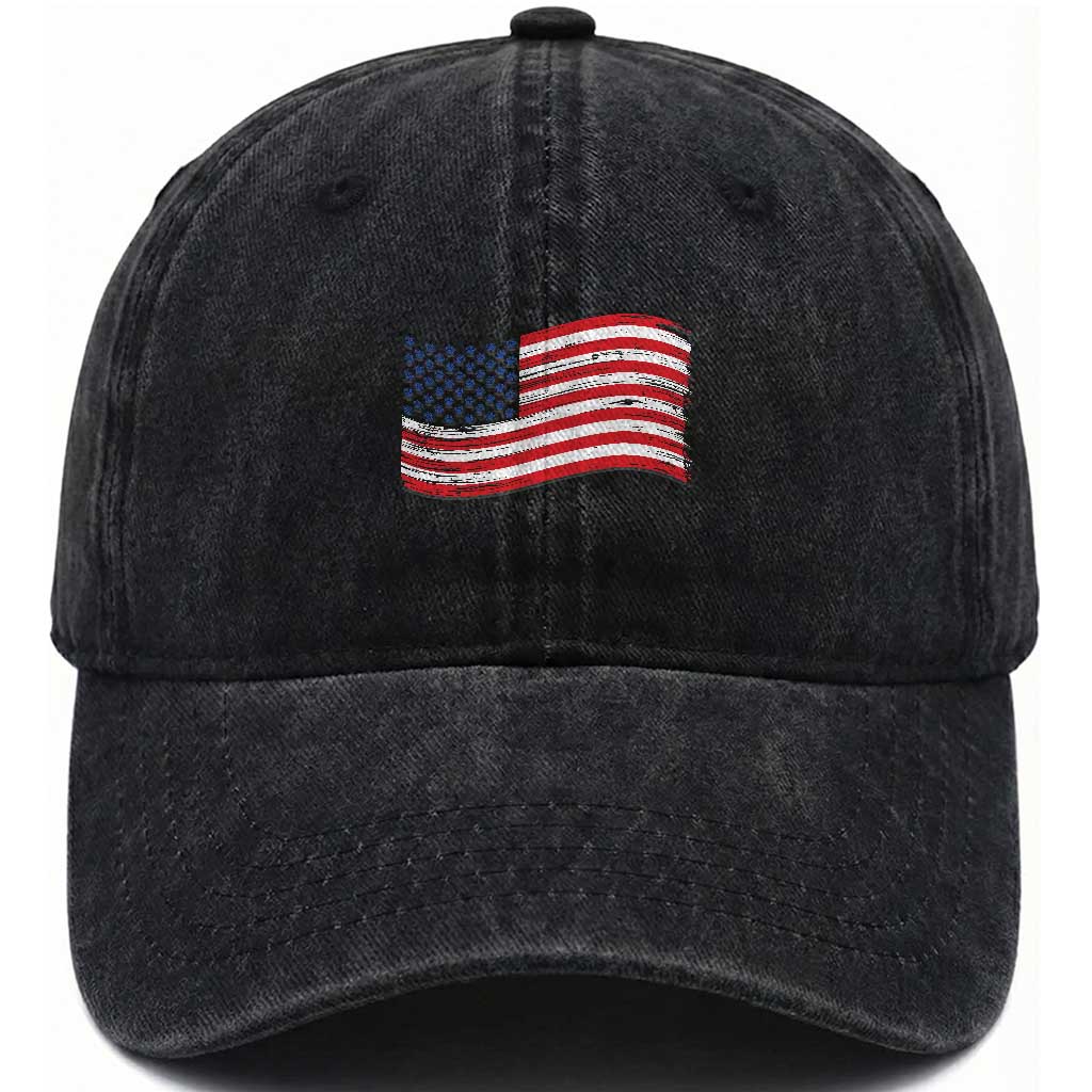 Vintage Patriotic American Flag Dog And Cat Paw Washed Cotton Baseball Cap Gift For Pet Lover TS12 Washed Cap Universal Fit Black Print Your Wear