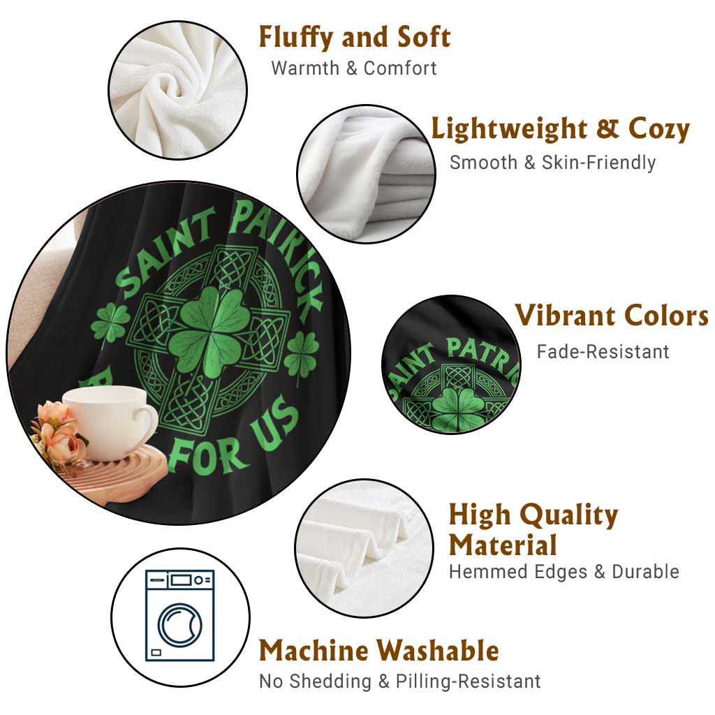 Saint Patrick Pray For Us Throw Blanket St Patricks Day Celtic Cross TS12 Print Your Wear