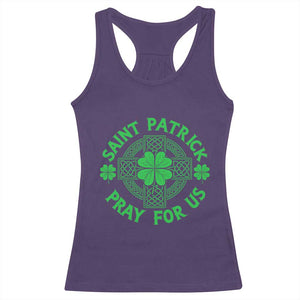 Saint Patrick Pray For Us Racerback Tank Top St Patricks Day Celtic Cross TS12 Purple Print Your Wear