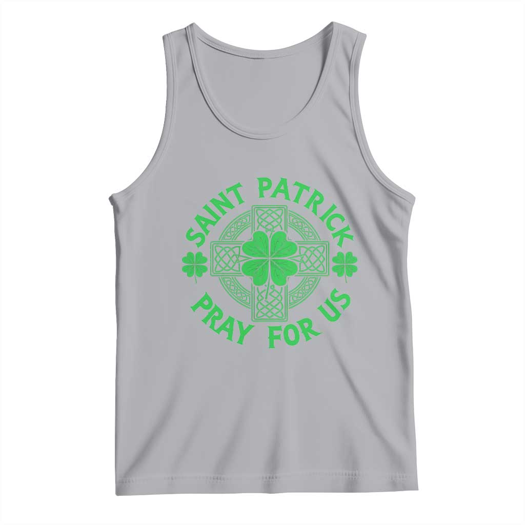 Saint Patrick Pray For Us Tank Top St Patricks Day Celtic Cross TS12 Athletic Heather Print Your Wear