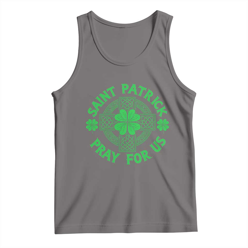 Saint Patrick Pray For Us Tank Top St Patricks Day Celtic Cross TS12 Deep Heather Print Your Wear