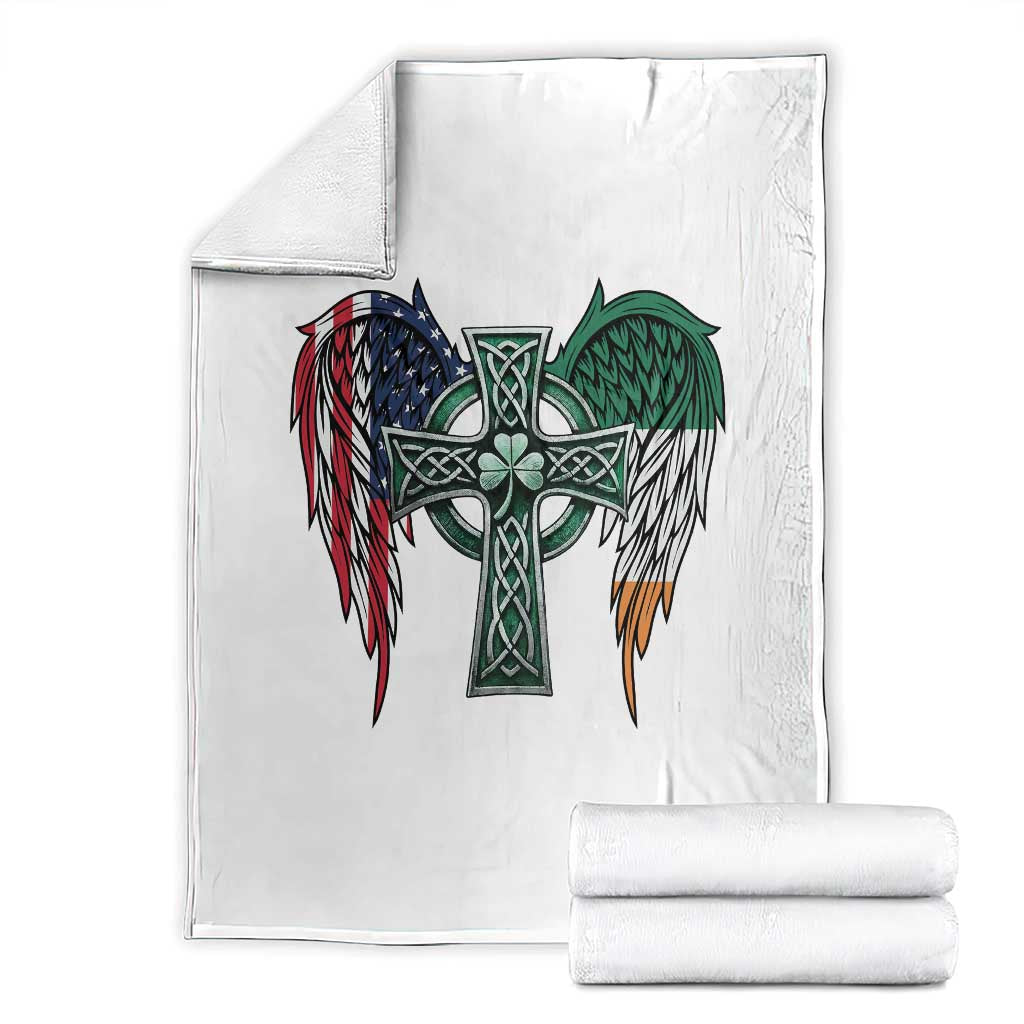 Patriotic Irish American Cross Throw Blanket St Patricks Day Religious Gift TS12 White Print Your Wear