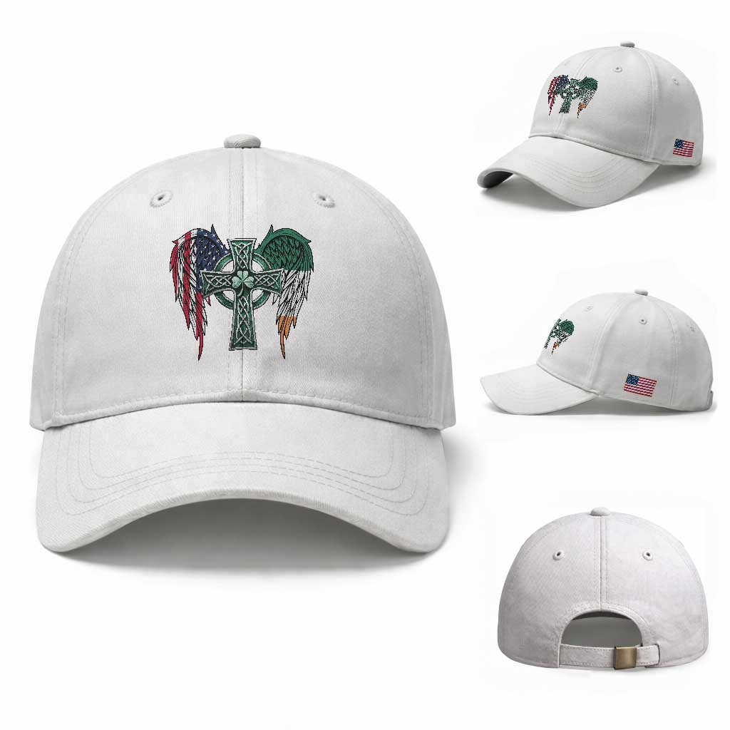 Patriotic Irish American Cross Baseball Cap St Patricks Day Religious Gift TS12 Baseball Cap Universal Fit White Print Your Wear