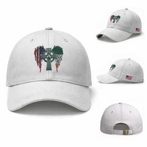 Patriotic Irish American Cross Baseball Cap St Patricks Day Religious Gift TS12 Baseball Cap Universal Fit White Print Your Wear
