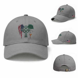 Patriotic Irish American Cross Baseball Cap St Patricks Day Religious Gift TS12 Baseball Cap Universal Fit Sport Gray Print Your Wear