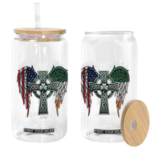Patriotic Irish American Cross Glass Can St Patricks Day Religious Gift TS12 Print Your Wear