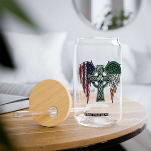 Patriotic Irish American Cross Glass Can St Patricks Day Religious Gift TS12 Print Your Wear
