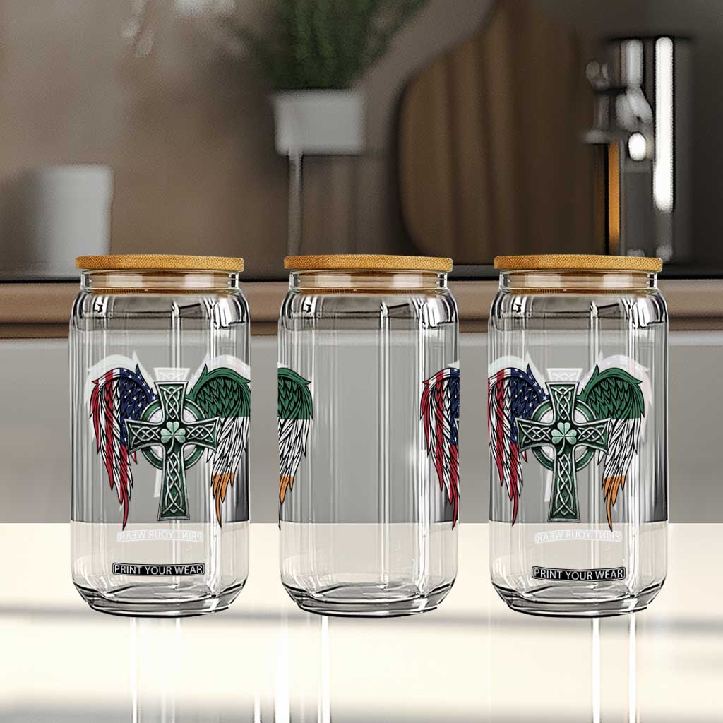 Patriotic Irish American Cross Glass Can St Patricks Day Religious Gift TS12 Print Your Wear