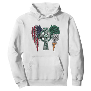Patriotic Irish American Cross Hoodie St Patricks Day Religious Gift TS12 White Print Your Wear