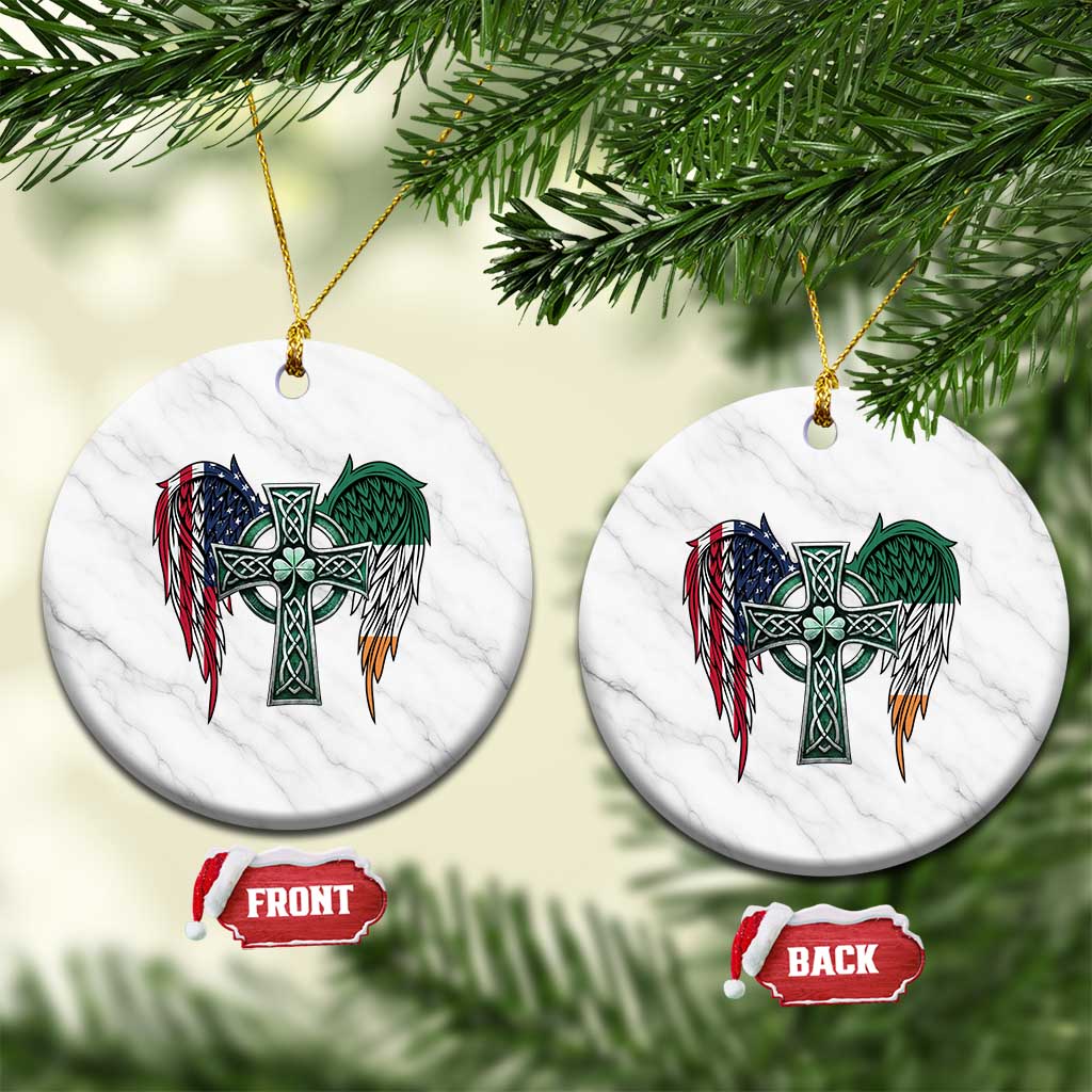Patriotic Irish American Cross Ceramic Ornament St Patricks Day Religious Gift TS12 1pc White Marble Print Your Wear