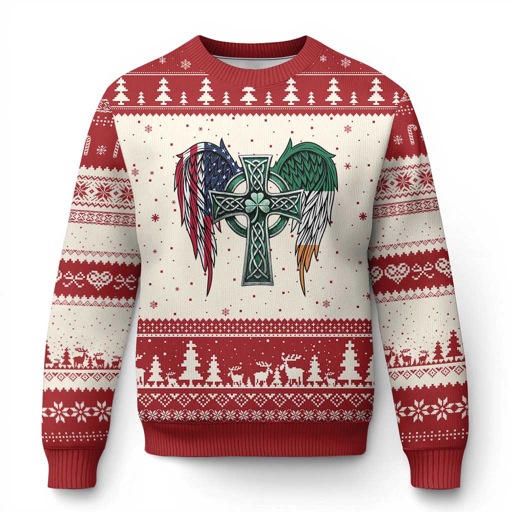 Patriotic Irish American Cross Ugly Christmas Sweater St Patricks Day Religious Gift TS12 Beige Red Print Your Wear