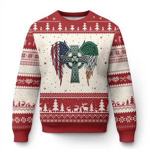 Patriotic Irish American Cross Ugly Christmas Sweater St Patricks Day Religious Gift TS12 Beige Red Print Your Wear
