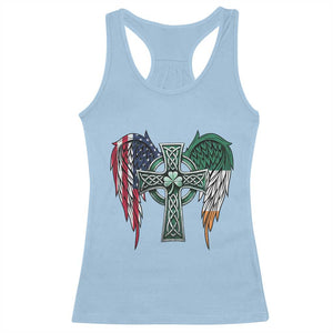 Patriotic Irish American Cross Racerback Tank Top St Patricks Day Religious Gift TS12 Light Blue Print Your Wear