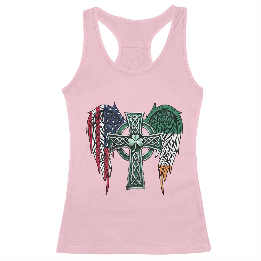 Patriotic Irish American Cross Racerback Tank Top St Patricks Day Religious Gift TS12 Light Pink Print Your Wear