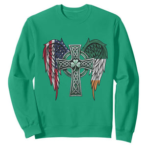 Patriotic Irish American Cross Sweatshirt St Patricks Day Religious Gift TS12 Irish Green Print Your Wear