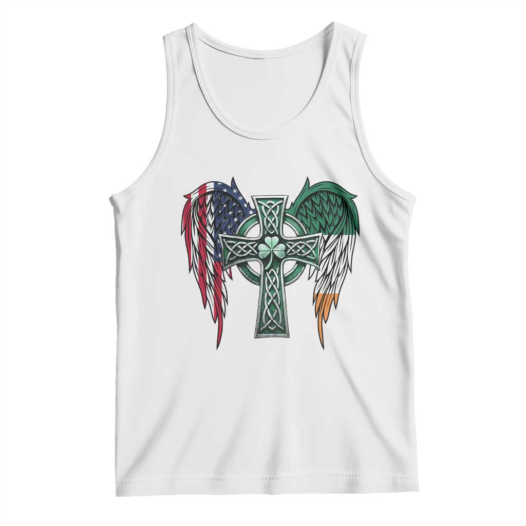 Patriotic Irish American Cross Tank Top St Patricks Day Religious Gift TS12 White Print Your Wear