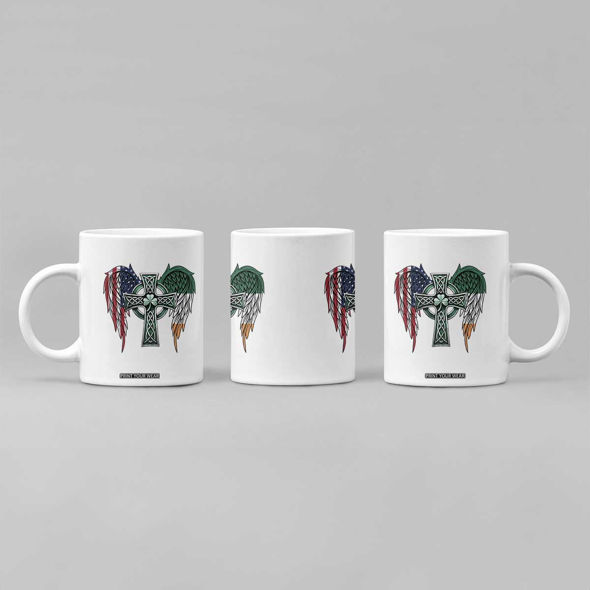 Patriotic Irish American Cross Coffee Mug St Patricks Day Religious Gift TS12 Print Your Wear