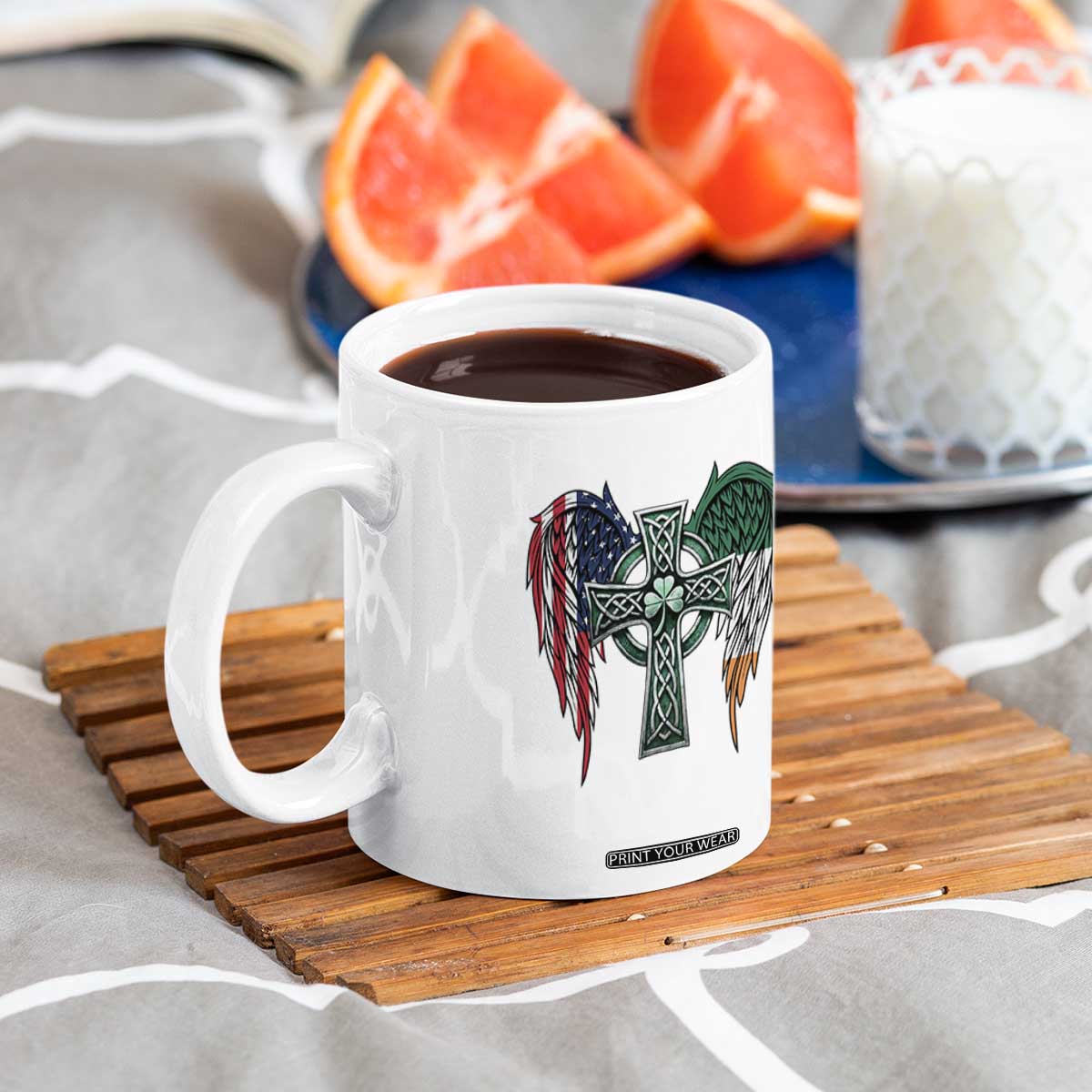 Patriotic Irish American Cross Coffee Mug St Patricks Day Religious Gift TS12 Print Your Wear