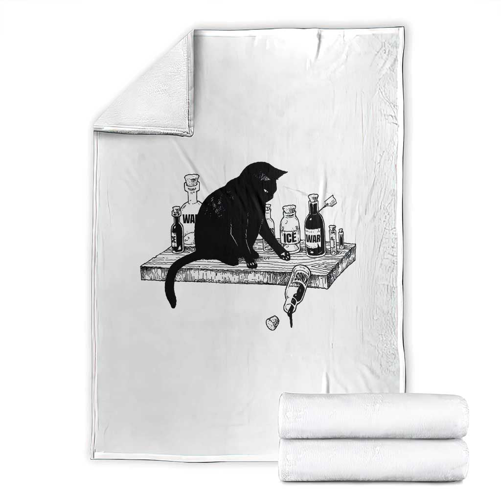 No Kings No Wars No Ice Cat Throw Blanket Political Humor Gift TS12 White Print Your Wear