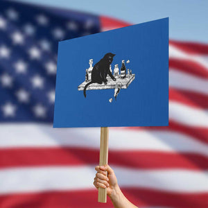 No Kings No Wars No Ice Cat Protest Sign Political Humor Gift TS12 Horizontal 18" × 24" Blue Print Your Wear