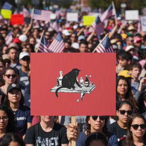 No Kings No Wars No Ice Cat Protest Sign Political Humor Gift TS12 Horizontal 18" × 24" Red Print Your Wear