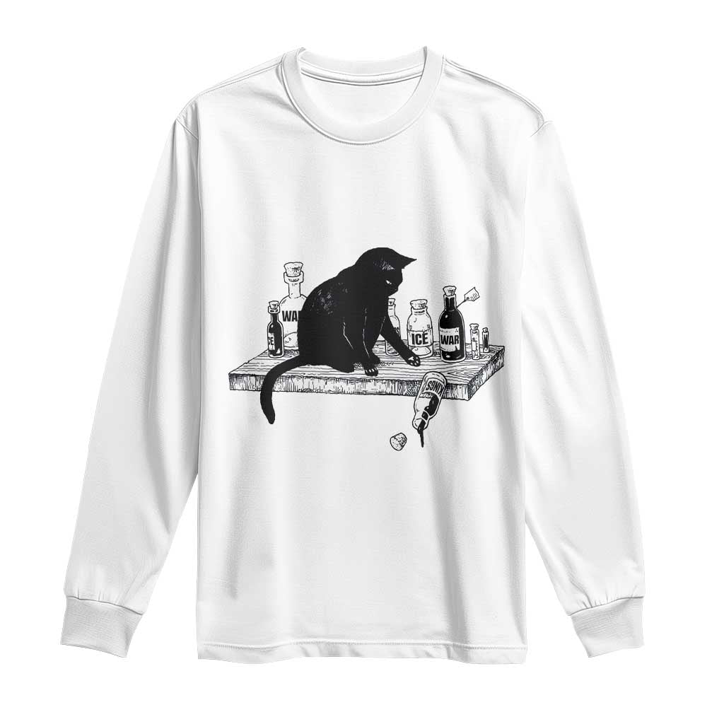 No Kings No Wars No Ice Cat Long Sleeve Shirt Political Humor Gift TS12 White Print Your Wear