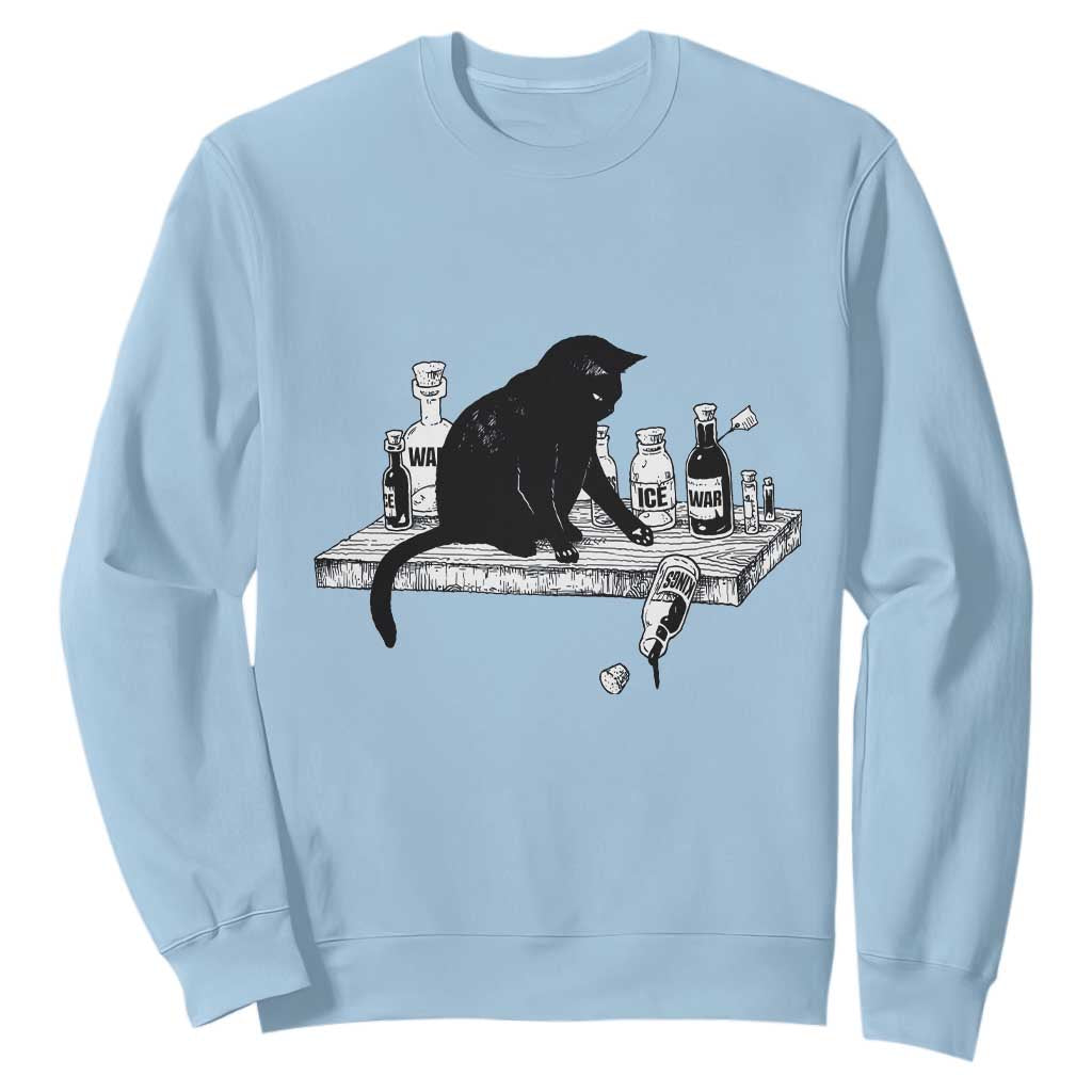 No Kings No Wars No Ice Cat Sweatshirt Political Humor Gift TS12 Light Blue Print Your Wear