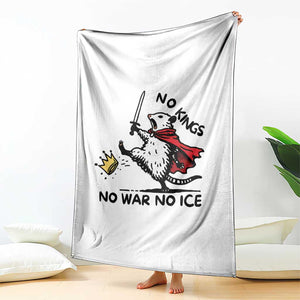 Funny Opossum Warrior Political Gift Throw Blanket No Kings No Wars No Ice TS12 Print Your Wear