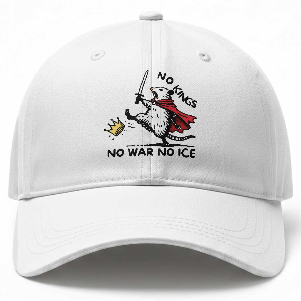 Funny Opossum Warrior Political Gift Baseball Cap No Kings No Wars No Ice TS12 Print Your Wear