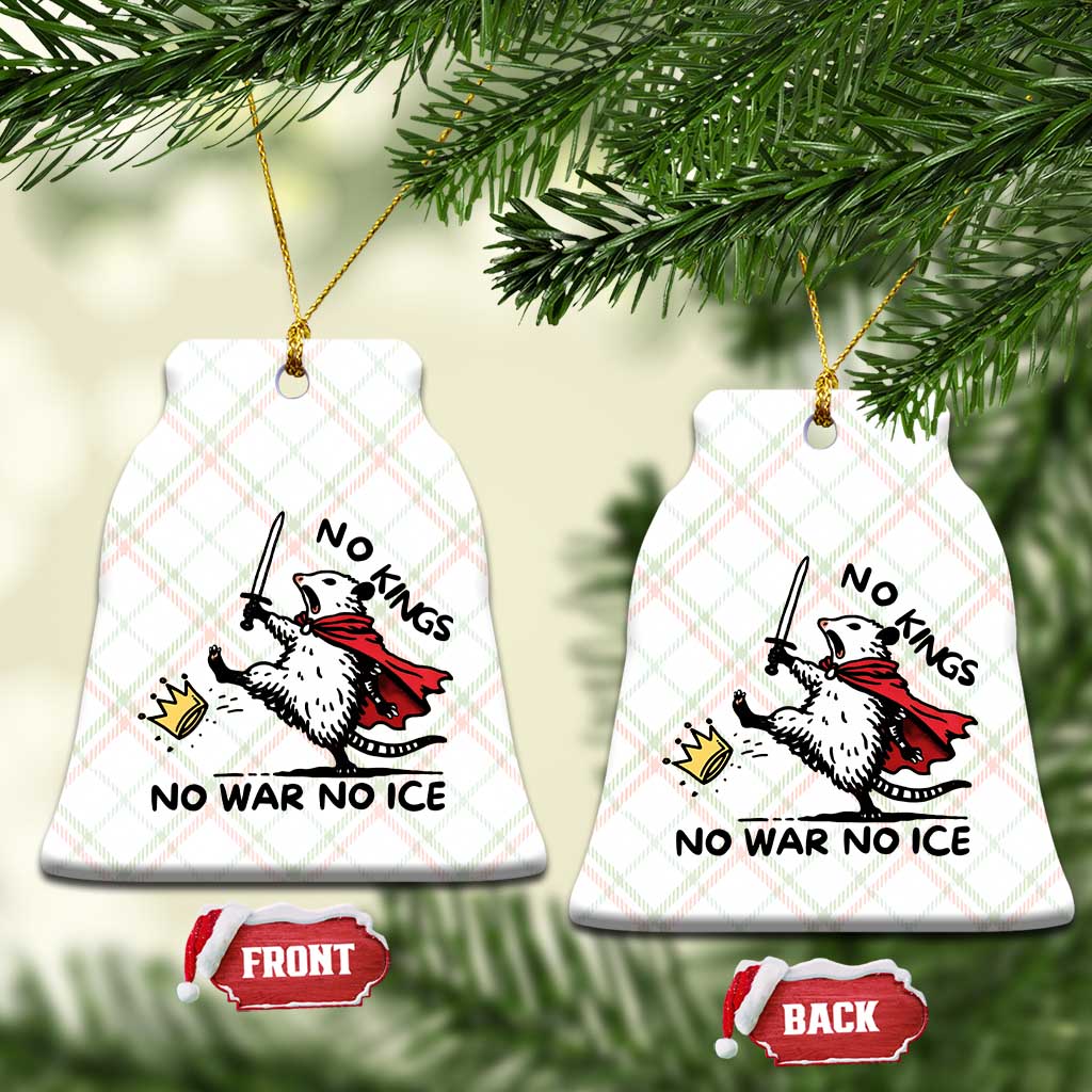 Funny Opossum Warrior Political Gift Ceramic Ornament No Kings No Wars No Ice TS12 Print Your Wear