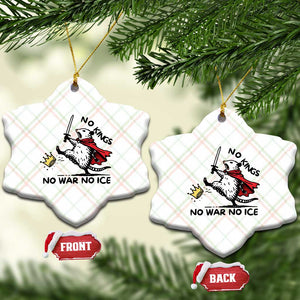 Funny Opossum Warrior Political Gift Ceramic Ornament No Kings No Wars No Ice TS12 Print Your Wear