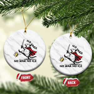 Funny Opossum Warrior Political Gift Ceramic Ornament No Kings No Wars No Ice TS12 1pc White Marble Print Your Wear