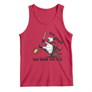 Funny Opossum Warrior Political Gift Tank Top No Kings No Wars No Ice TS12 Red Print Your Wear
